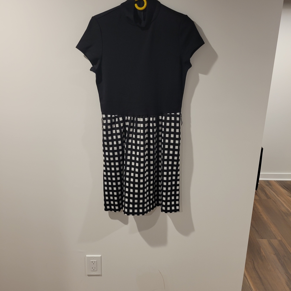 Chelsea & Theodore Black and White Grid Mini Dress